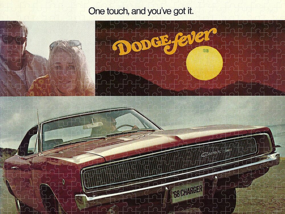 1968 Dodge Charger Brochure P1 Jigsaw Puzzle featuring the photograph 1968 Dodge Charger Brochure P1 by Vintage Collectables