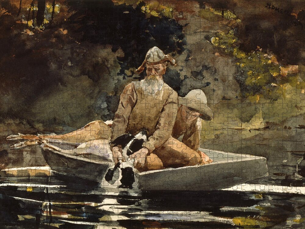 Winslow Homer Jigsaw Puzzle featuring the drawing After the Hunt #2 by Winslow Homer