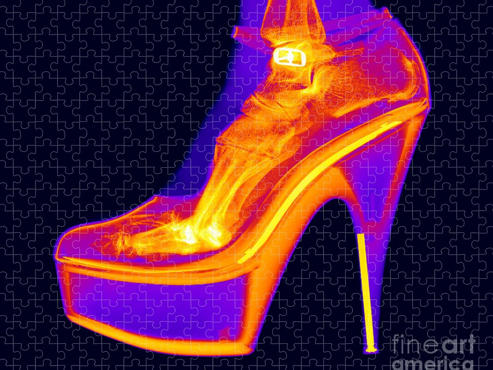 Shoe Jigsaw Puzzle featuring the photograph An X-ray Of A Foot In A High Heel Shoe #7 by Ted Kinsman