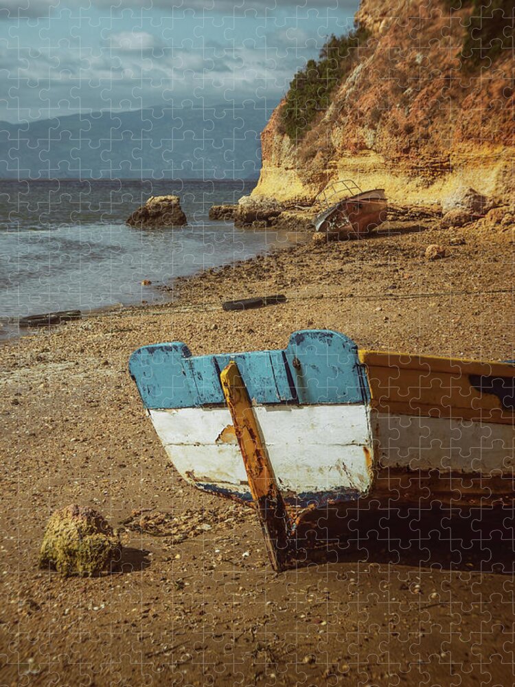 Beach Jigsaw Puzzle featuring the photograph Boat on a Beach #2 by Carlos Caetano