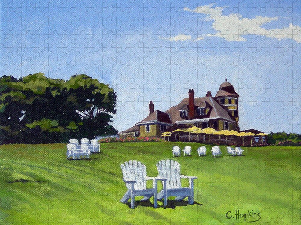 Christine Hopkins Jigsaw Puzzle featuring the painting Castle Hill Inn Newport Rhode Island #3 by Christine Hopkins