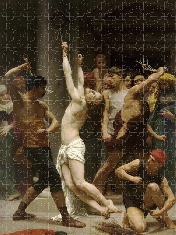 William Adolphe Bouguereau Jigsaw Puzzle featuring the painting Flagellation Of Christ by Troy Caperton