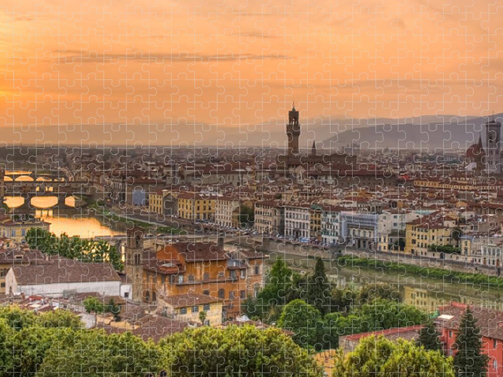 Florence Jigsaw Puzzle featuring the photograph Florence Sunset #2 by Mick Burkey