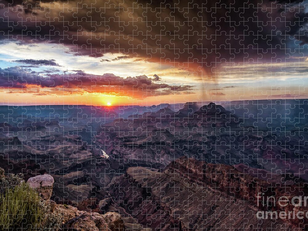 Canyon Jigsaw Puzzle featuring the photograph Grand Canyon Monsoon Sunset by Alissa Beth Photography