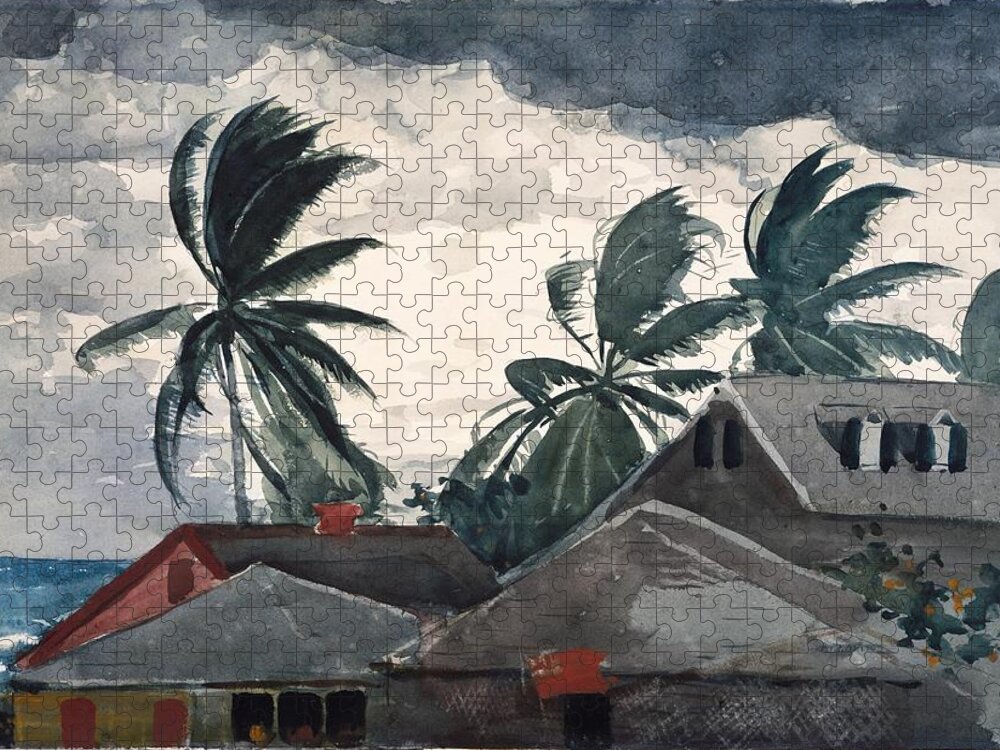 Winslow Homer Jigsaw Puzzle featuring the painting Hurricane Bahamas #4 by Winslow Homer
