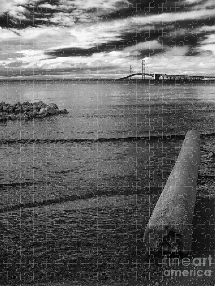 Mackinac Jigsaw Puzzle featuring the photograph Mackinac Bridge - Infrared 01 by Larry Carr
