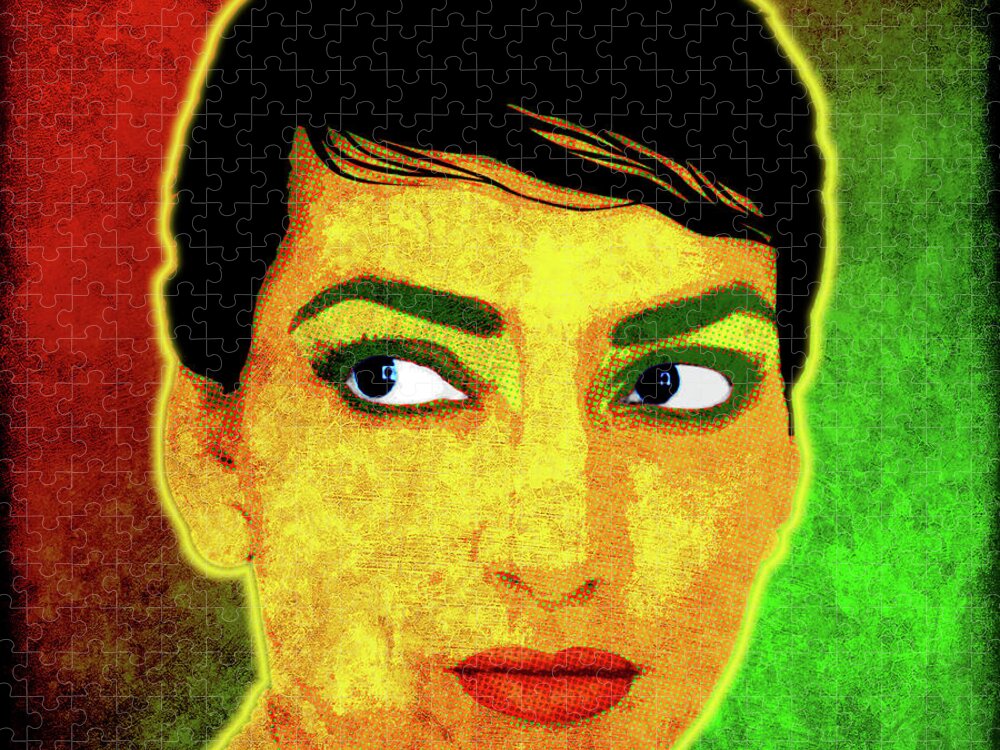 Portrait Jigsaw Puzzle featuring the digital art Maria Callas #2 by Gary Grayson