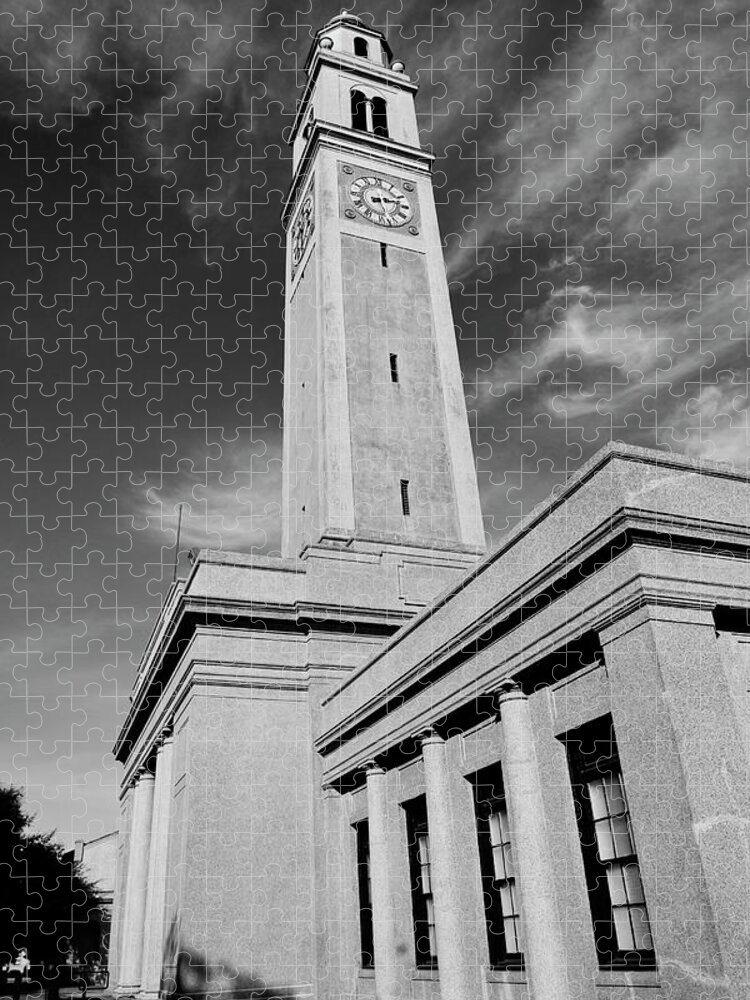 Lsu Jigsaw Puzzle featuring the photograph Memorial Tower - LSU BW by Scott Pellegrin