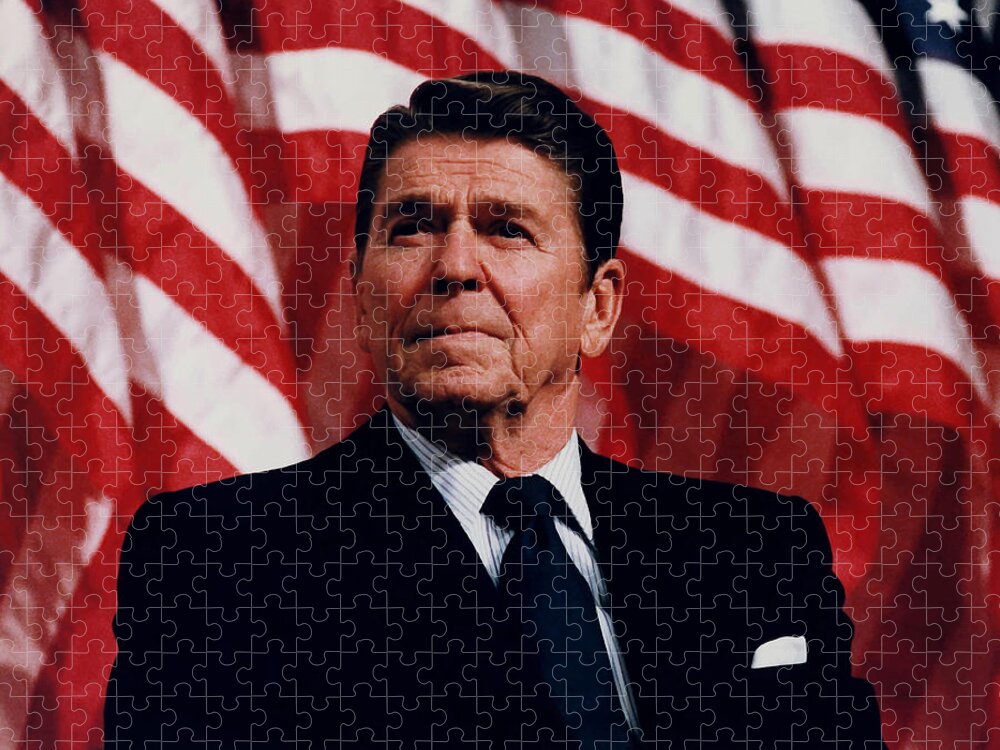 Ronald Reagan Jigsaw Puzzle featuring the photograph President Ronald Reagan #3 by War Is Hell Store