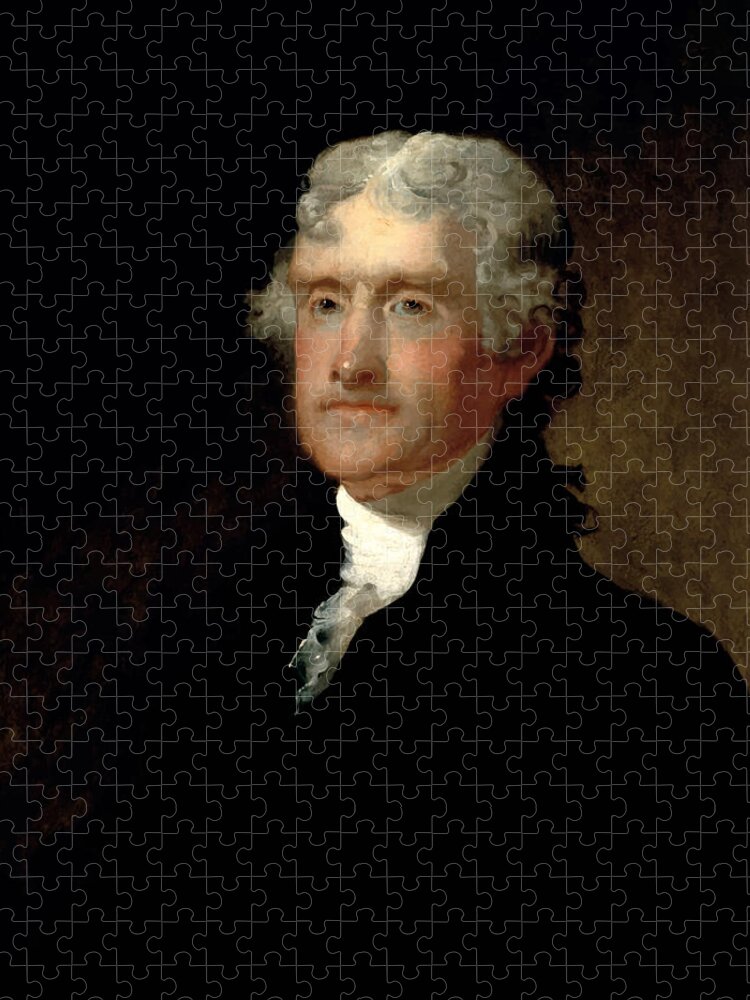 Thomas Jefferson Jigsaw Puzzle featuring the painting President Thomas Jefferson by War Is Hell Store