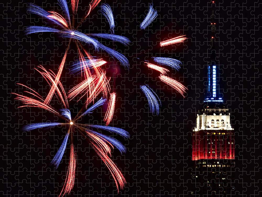 Empire State Building Jigsaw Puzzle featuring the photograph Red White and Blue by Susan Candelario