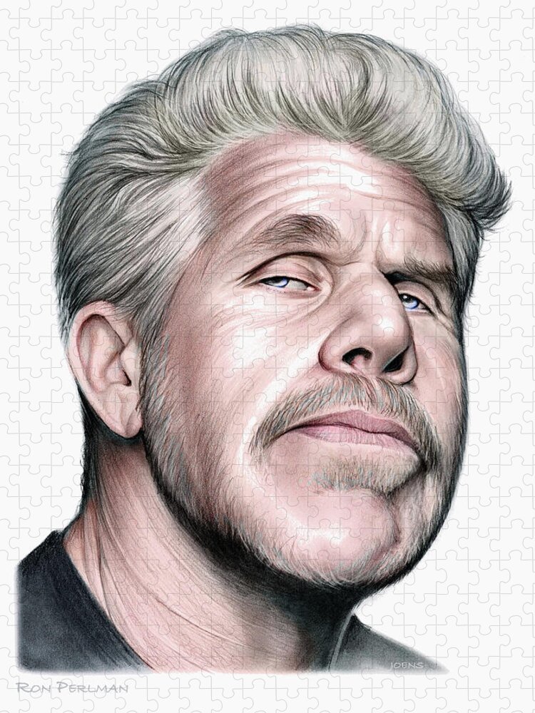 Ron Perlman Jigsaw Puzzle featuring the drawing Ron Perlman #2 by Greg Joens