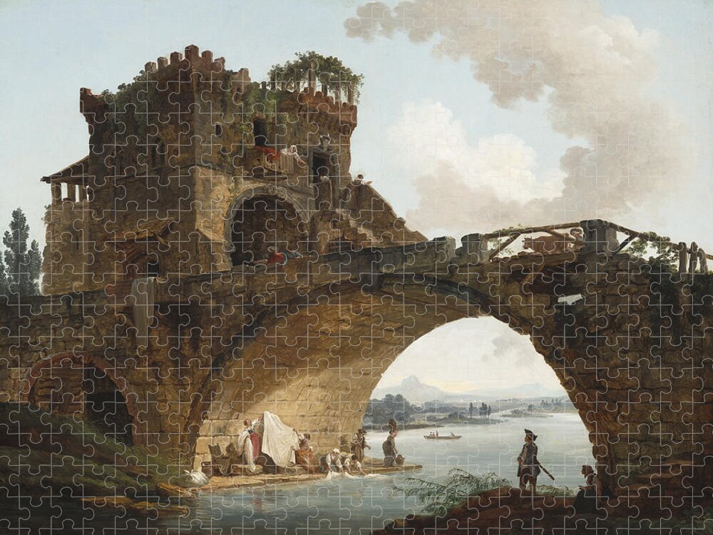 Hubert Robert Jigsaw Puzzle featuring the painting The Ponte Salario #2 by Hubert Robert