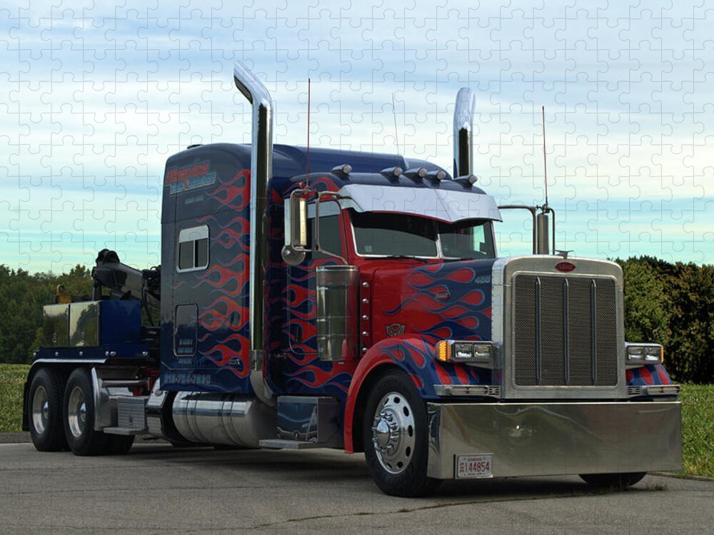 Transformers Jigsaw Puzzle featuring the photograph Transformers Optimus Prime Tow Truck by Tim McCullough