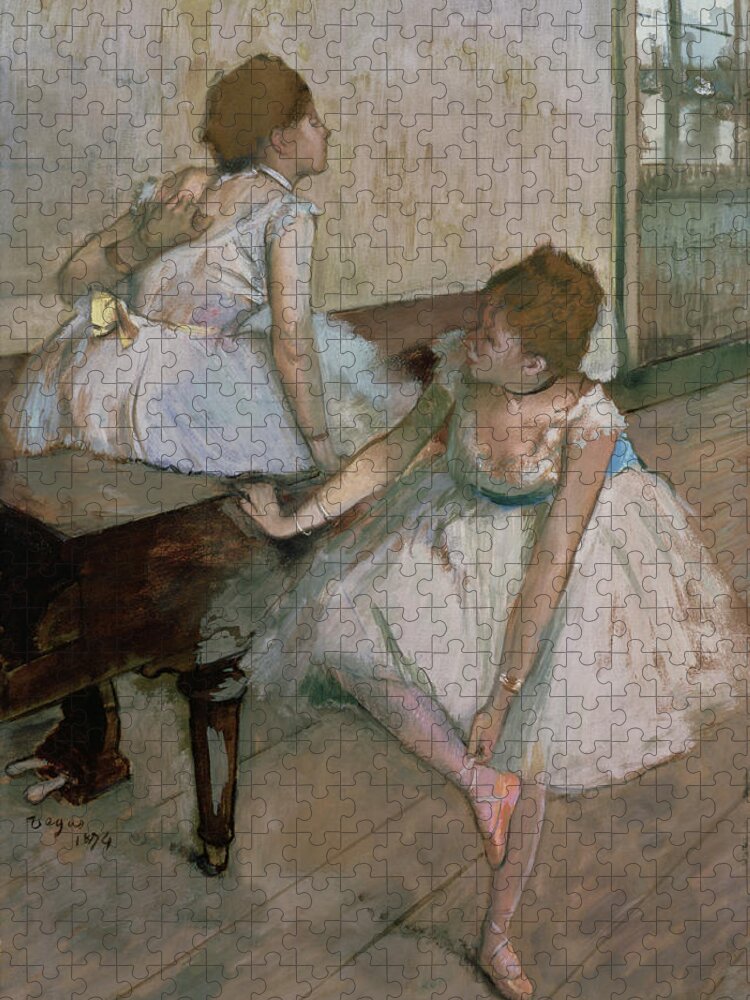 Two Dancers Resting Jigsaw Puzzle featuring the pastel Two Dancers Resting by Edgar Degas
