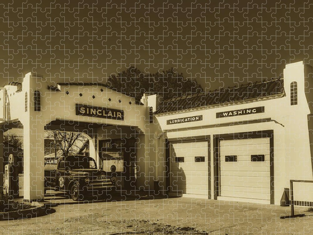 Sinclair Jigsaw Puzzle featuring the photograph Vintage Sinclair Gas Station #2 by Mountain Dreams
