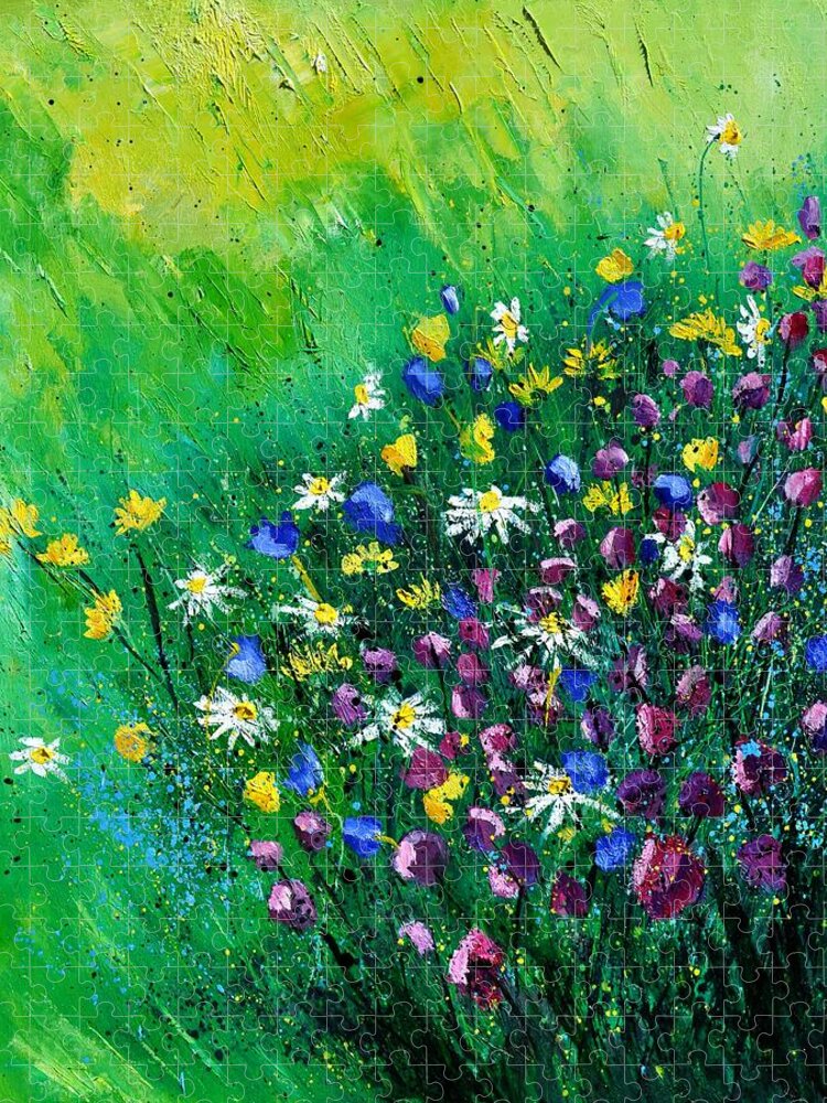 Flowers Jigsaw Puzzle featuring the painting Wild Flowers #4 by Pol Ledent