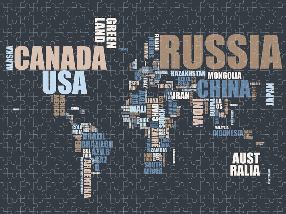 World Map Jigsaw Puzzle featuring the digital art World Map in Words #2 by Michael Tompsett