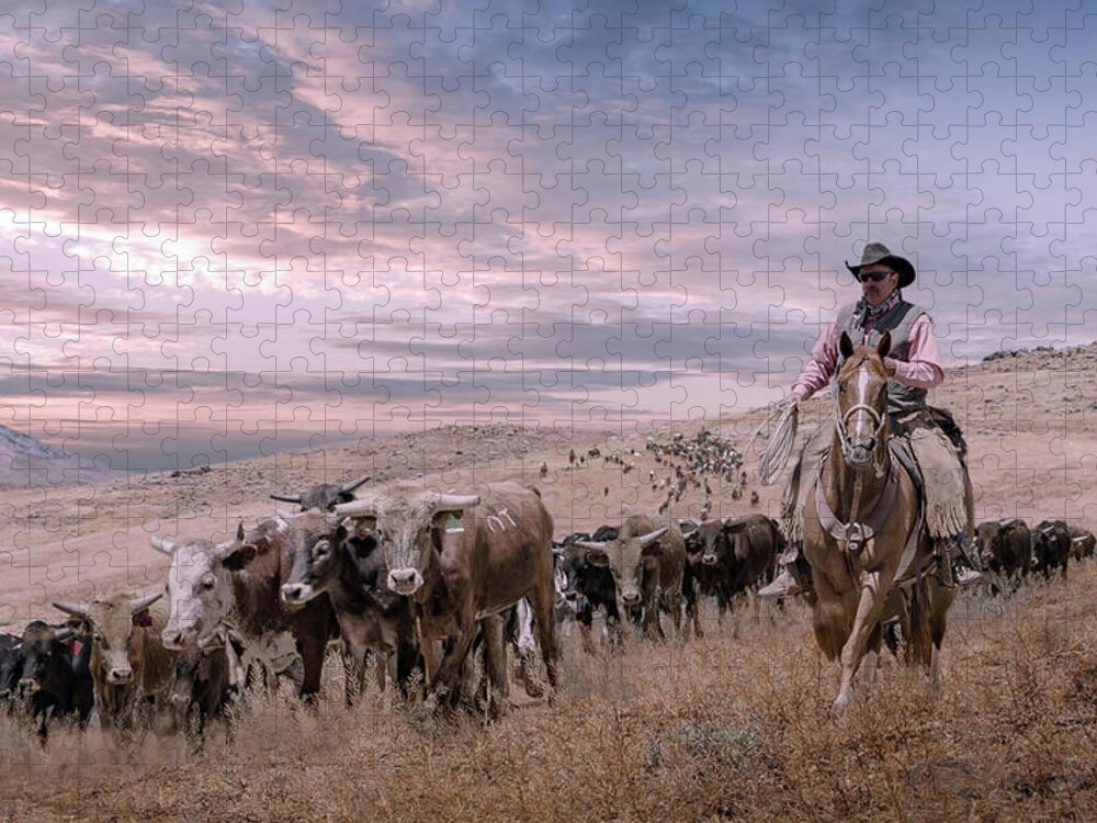 Cattle Jigsaw Puzzle featuring the photograph 2016 Reno Cattle Drive by Rick Mosher