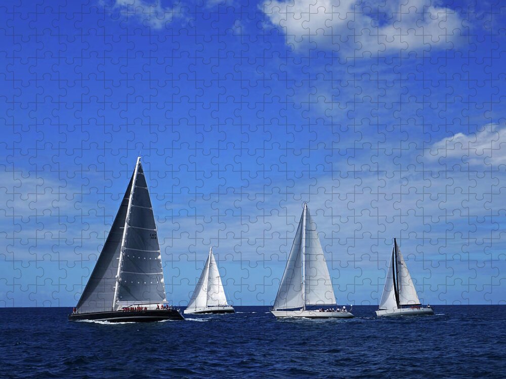2017 Jigsaw Puzzle featuring the photograph 2017 Heineken Regatta Saint Martin Sint Maarten Line of Boats by Toby McGuire