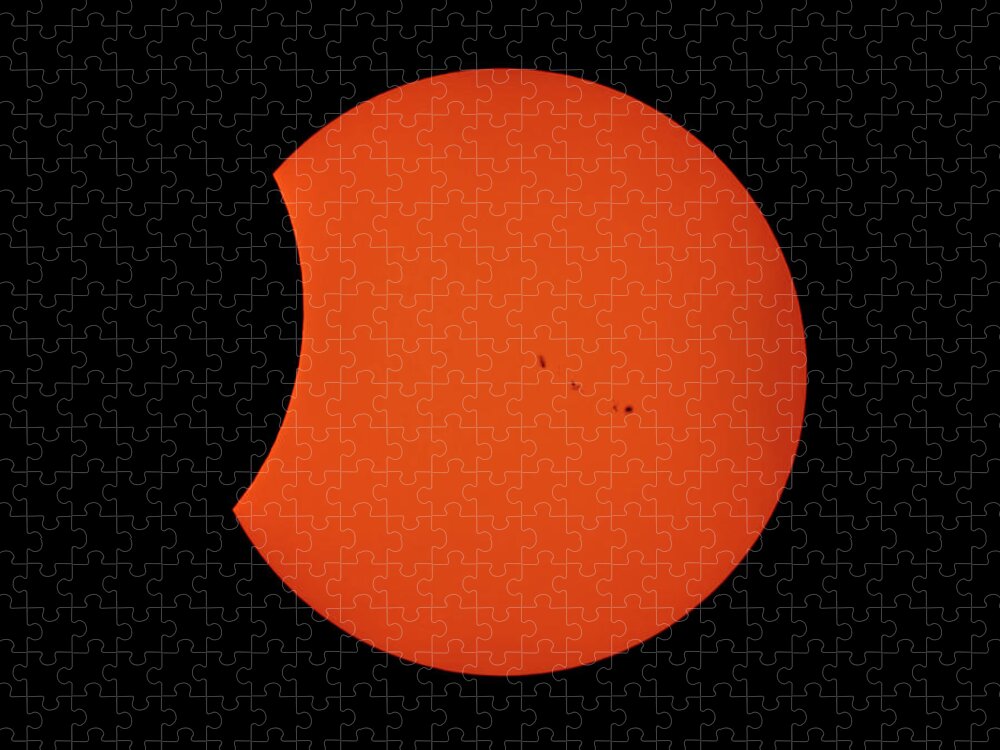 Terry D Photography Jigsaw Puzzle featuring the photograph 2017 Partial Solar Eclipse from New Jersey at 350 by Terry DeLuco
