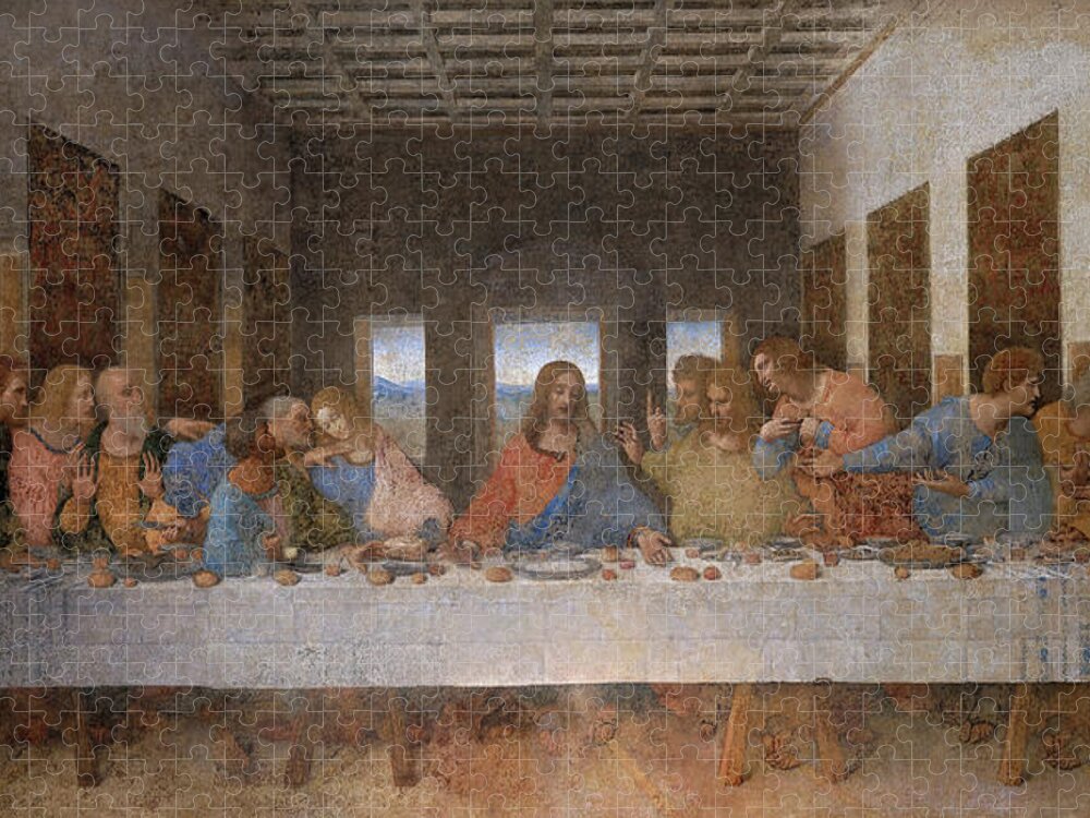 Leonardo Da Vinci Jigsaw Puzzle featuring the painting The Last Supper by Troy Caperton
