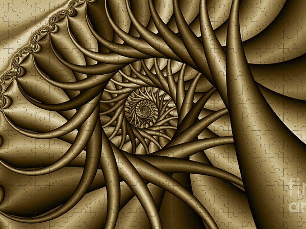 Abstract Jigsaw Puzzle featuring the digital art 2X1 Abstract 432 Sepia by Rolf Bertram