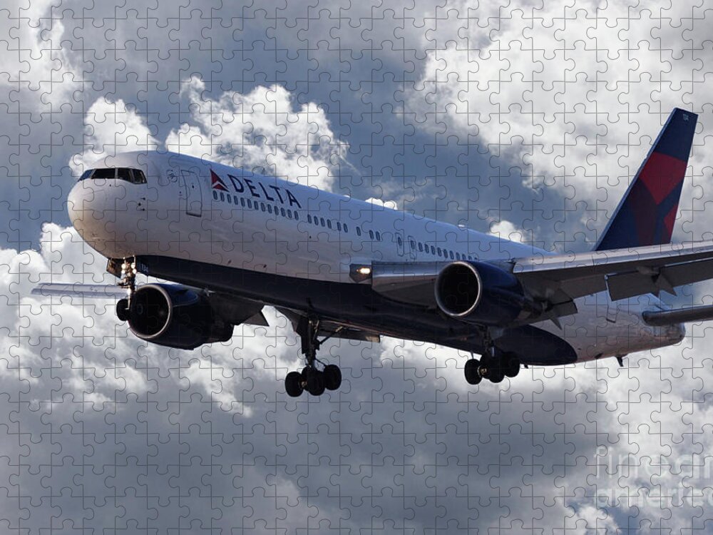 Delta Jigsaw Puzzle featuring the digital art Delta Airlines Boeing 767 by Airpower Art
