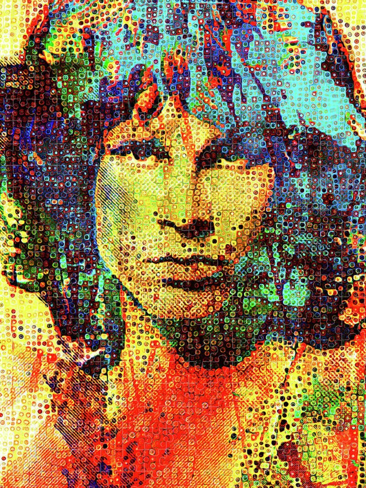 Portrait Jigsaw Puzzle featuring the painting Jim Morrison #2 by Gary Grayson