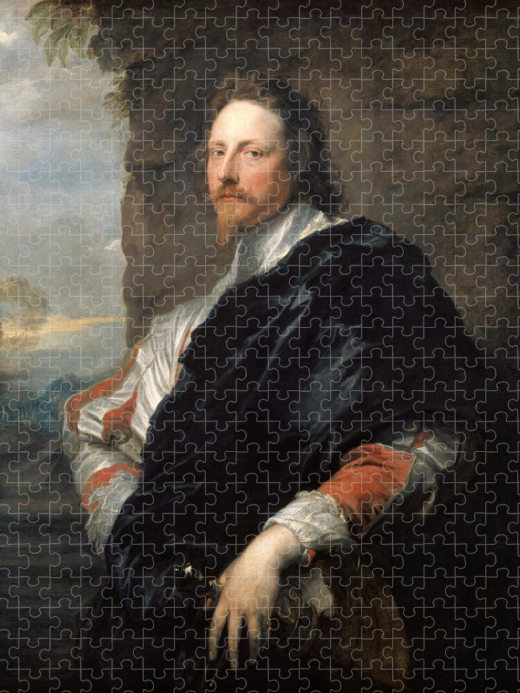 Anthony Van Dyck Jigsaw Puzzle featuring the painting Nicolas Lanier #3 by Anthony van Dyck