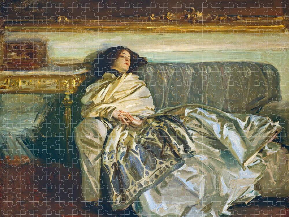 John Singer Sargent Jigsaw Puzzle featuring the painting Nonchaloir. Repose by John Singer Sargent