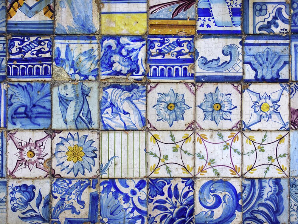 Handmade Jigsaw Puzzle featuring the photograph Portuguese Tiles #3 by Carlos Caetano