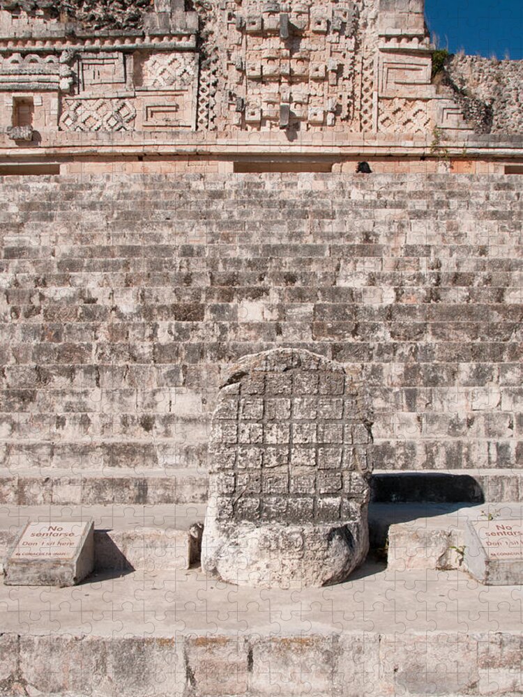Mexico Yucatan Jigsaw Puzzle featuring the digital art Quadrangle of the Nums at Uxmal #3 by Carol Ailles