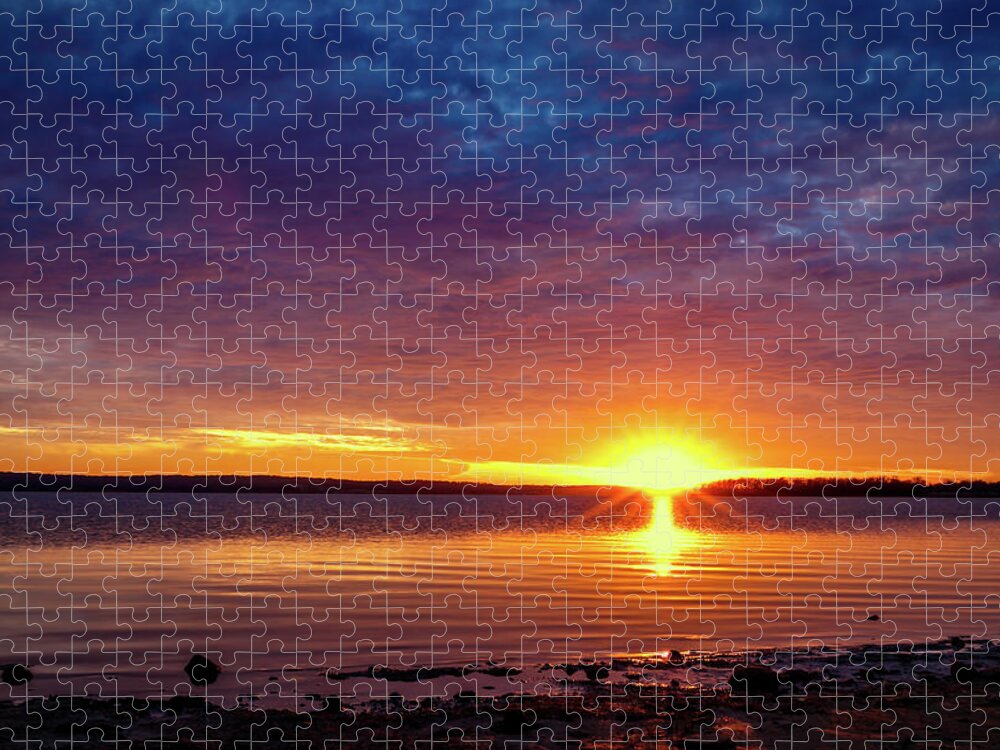 Horizontal Jigsaw Puzzle featuring the photograph Sun going Down #3 by Doug Long