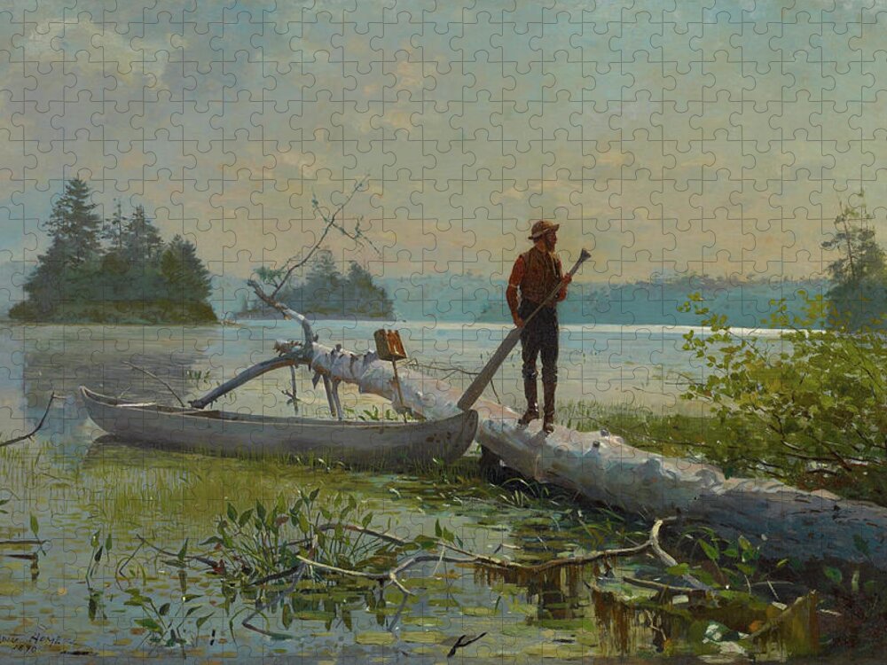 Winslow Homer Jigsaw Puzzle featuring the painting The Trapper by Winslow Homer