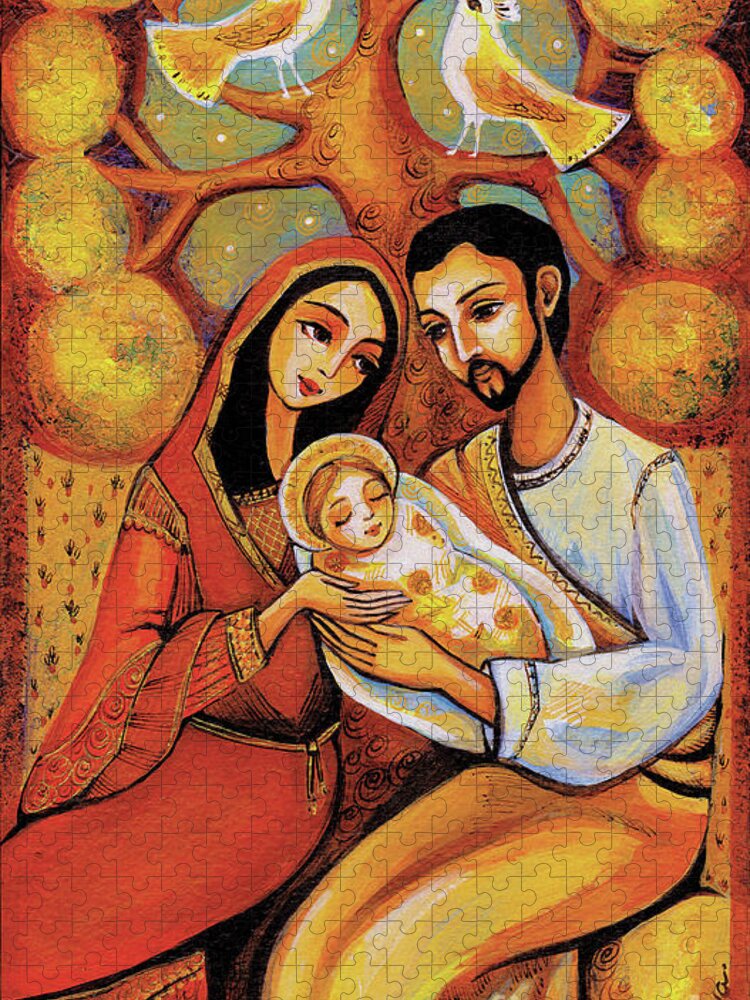 Holy Family Jigsaw Puzzle featuring the painting Tree of Life #1 by Eva Campbell