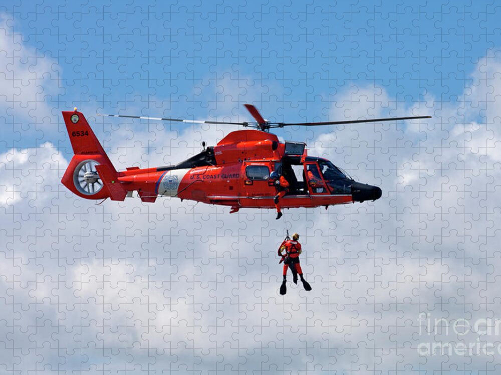 Coast Guard Jigsaw Puzzle featuring the photograph US Coast Guard MH-65-C Dauphin Rescue helicopter #2 by Anthony Totah