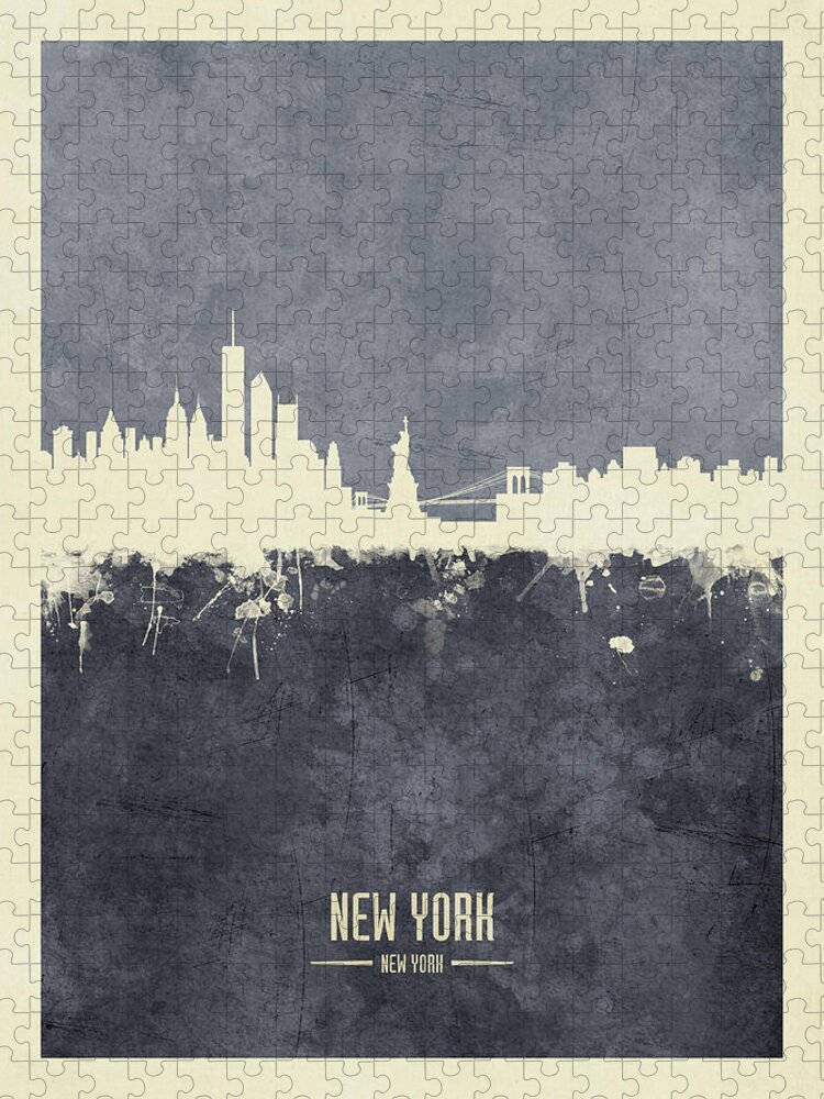 New York Jigsaw Puzzle featuring the digital art New York Skyline #38 by Michael Tompsett