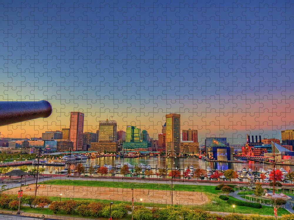 Baltimore Jigsaw Puzzle featuring the photograph Baltimore Inner Harbor sunset #4 by Craig Fildes