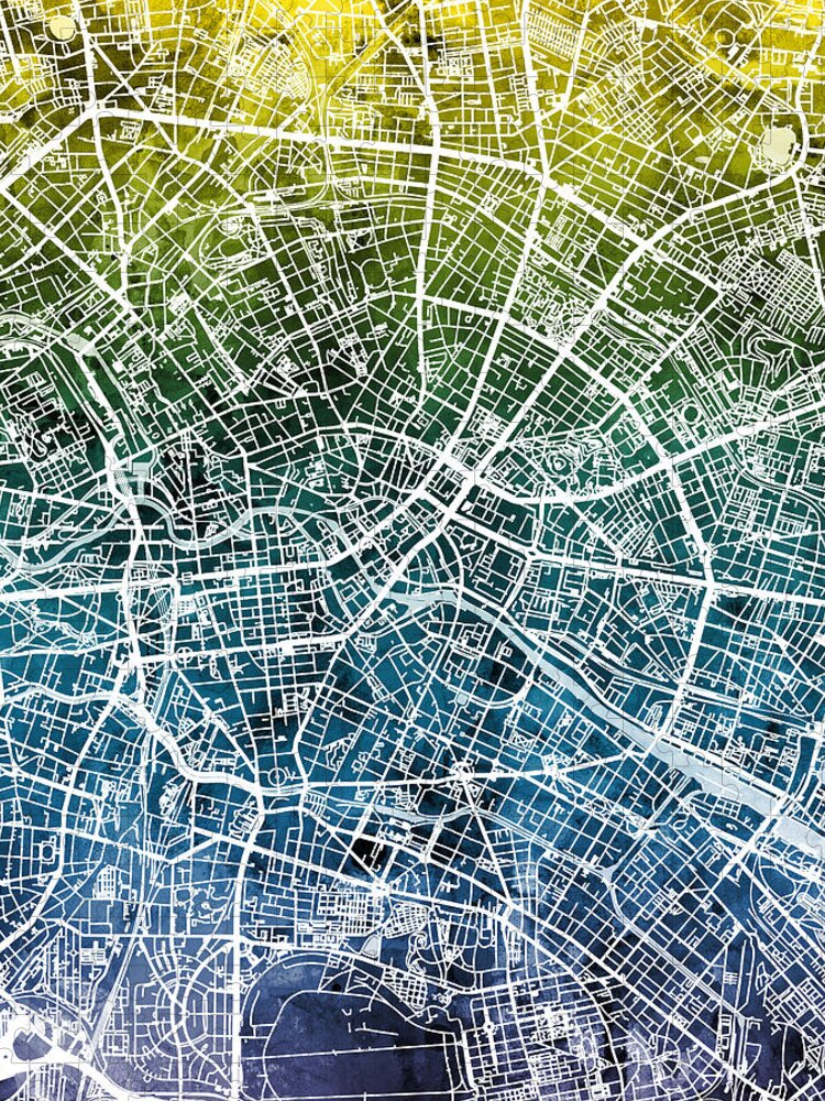 Berlin Jigsaw Puzzle featuring the digital art Berlin Germany City Map by Michael Tompsett