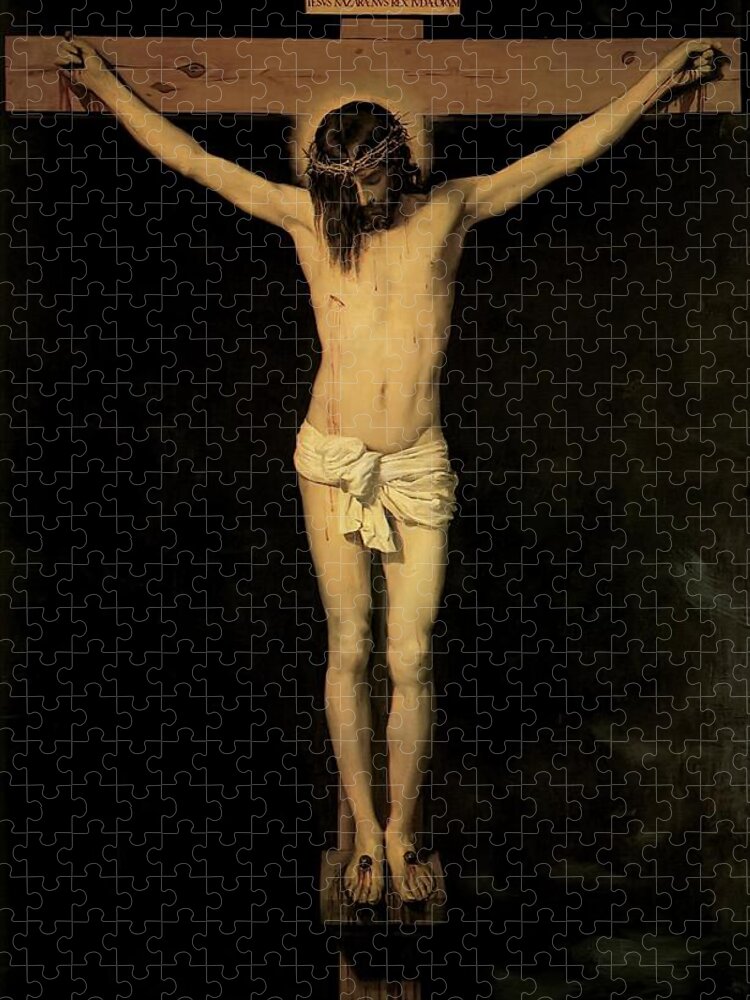 Diego Velazquez Jigsaw Puzzle featuring the painting Christ on the Cross by Diego Velazquez