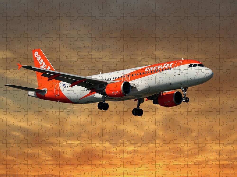 Easyjet Jigsaw Puzzle featuring the photograph EasyJet Airbus A319-111 #4 by Smart Aviation