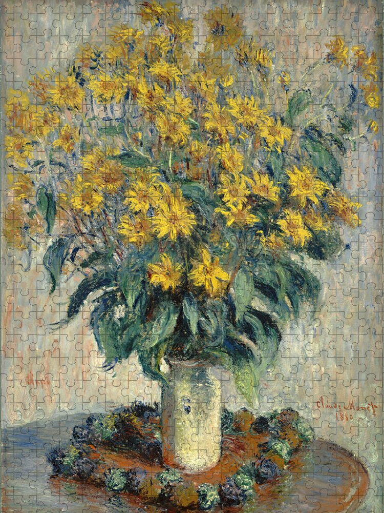 Claude Monet Jigsaw Puzzle featuring the painting Jerusalem Artichoke Flowers #4 by Claude Monet