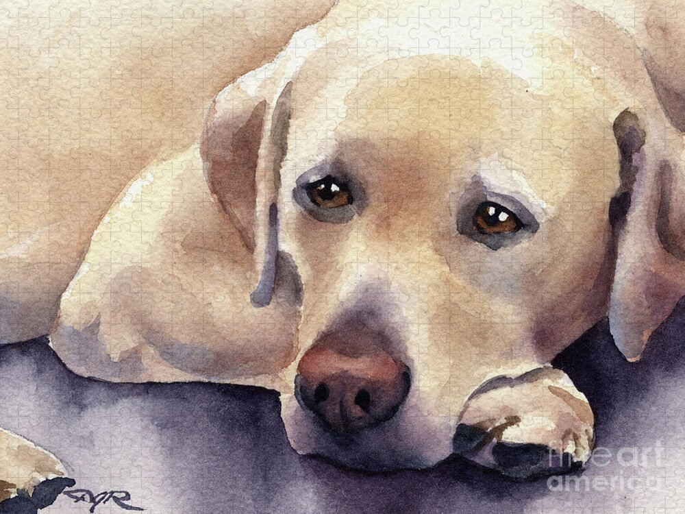 Labrador Jigsaw Puzzle featuring the painting Labrador Retriever #3 by David Rogers