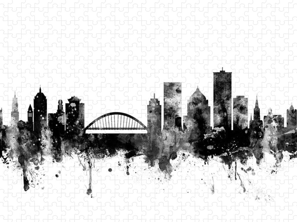 Rochester Jigsaw Puzzle featuring the digital art Rochester New York Skyline by Michael Tompsett