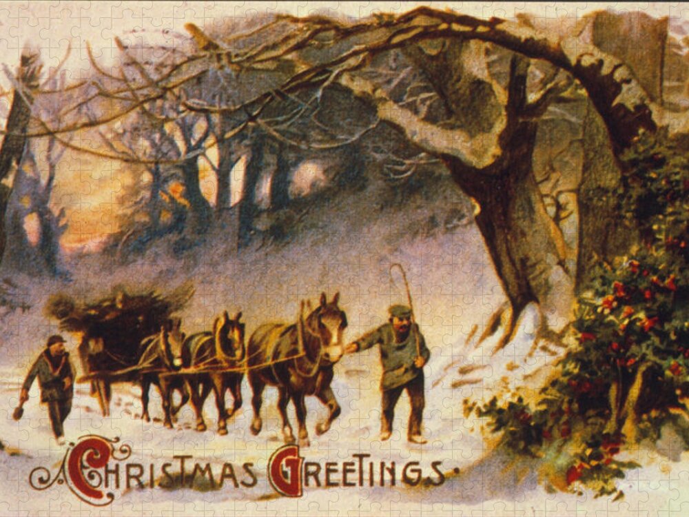 19th Century Jigsaw Puzzle featuring the photograph American Christmas Card #48 by Granger