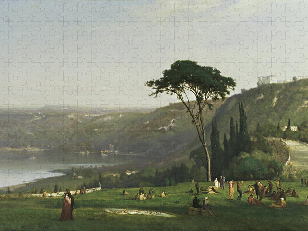 George Inness Jigsaw Puzzle featuring the painting Lake Albano #6 by George Inness