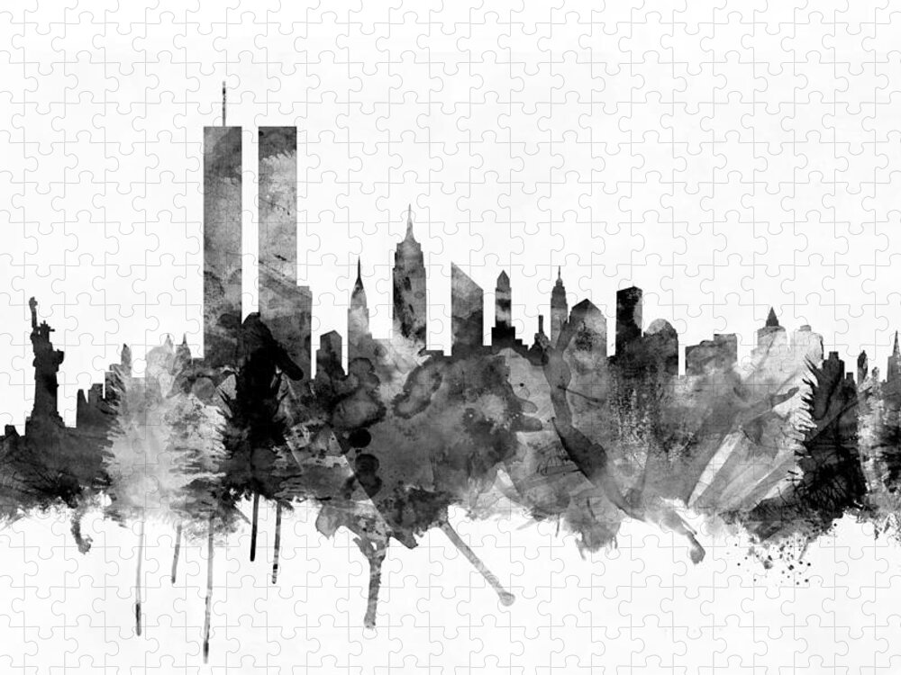 New York Jigsaw Puzzle featuring the digital art New York City Skyline #5 by Michael Tompsett