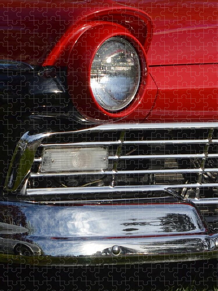  Jigsaw Puzzle featuring the photograph 57 Ford Head Light by Dean Ferreira