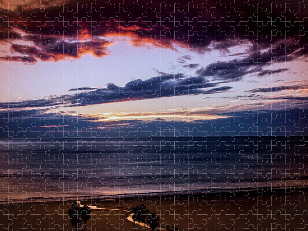Sunset Jigsaw Puzzle featuring the photograph 6 Palms by Gene Parks